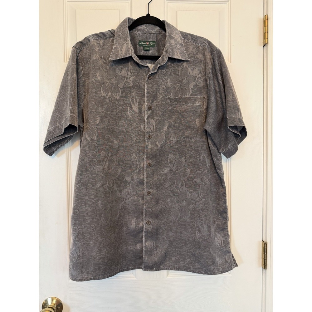 David Taylor Collection Men's Camp Shirt – Tonal Floral Print – Size Medium